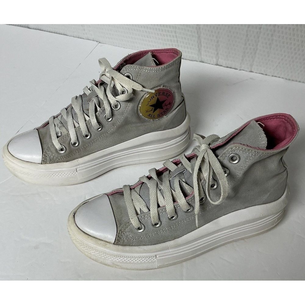 Converse Women's Hi Tops Gravel/Pink/White Size 7.5 Women's Platform Shoes